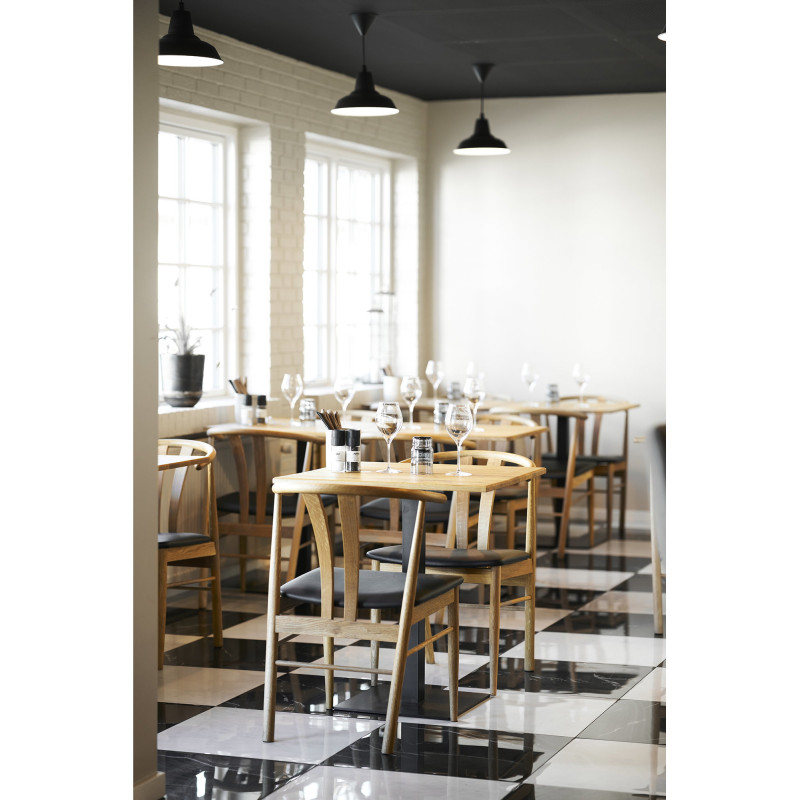 Table moderne Bistrot Carrée 2 personnes Bois de chêne Naturel Métal Noir Lignano 