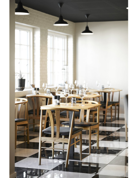 Table moderne Bistrot Carrée 2 personnes Bois de chêne Naturel Métal Noir Lignano 