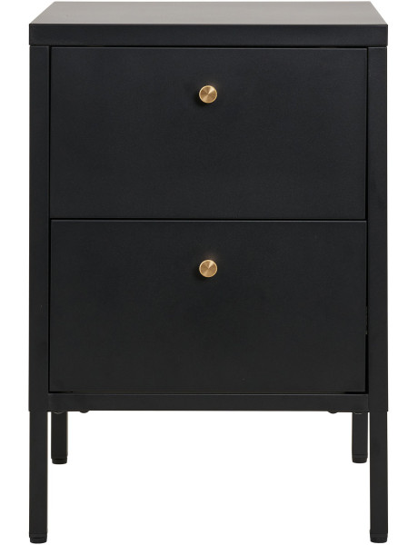 Chevet moderne 2 tiroirs Métal Noir Dalby 