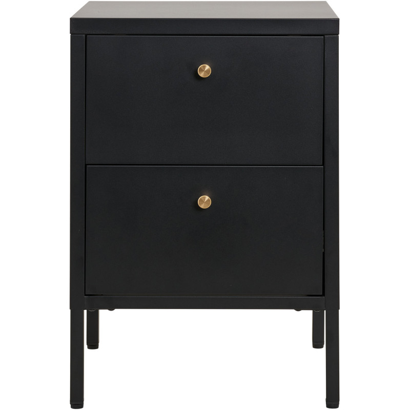 Chevet moderne 2 tiroirs Métal Noir Dalby 