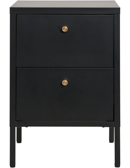 Chevet moderne 2 tiroirs Métal Noir Dalby 
