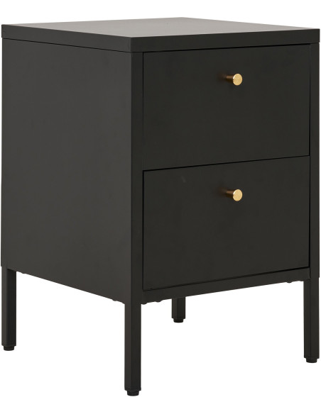 Chevet moderne 2 tiroirs Métal Noir Dalby 