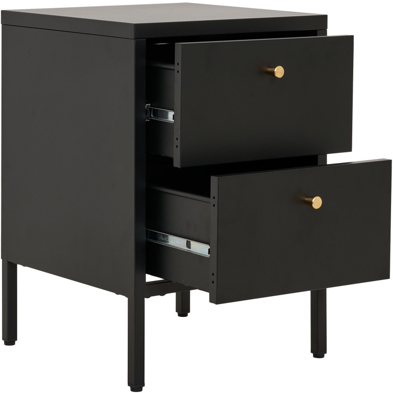 Chevet moderne 2 tiroirs Métal Noir Dalby 