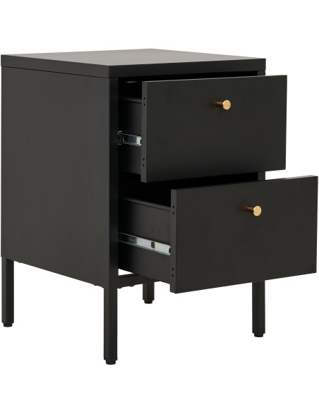 Chevet moderne 2 tiroirs Métal Noir Dalby 