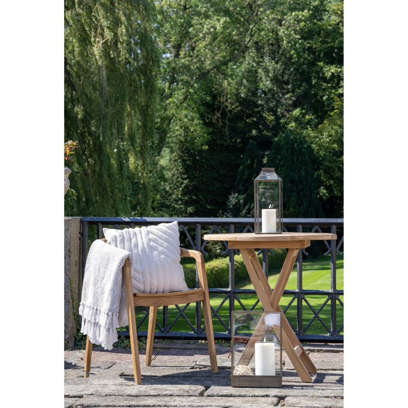 Grande Lanterne Photophore pour bougie Hauteur 35 cm Verre Transparent Métal Doré Effet laiton vieilli Mysore 