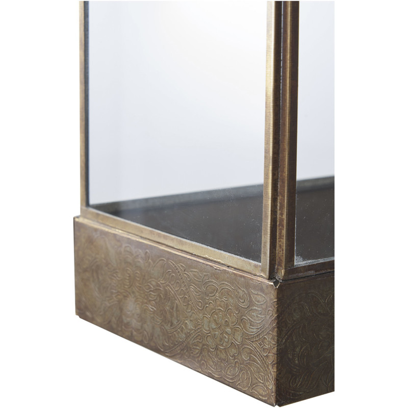 Grande Lanterne Photophore pour bougie Hauteur 36 cm Verre Transparent Métal Doré Effet laiton vieilli Manali 