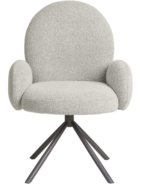 Fauteuil de table bouclette pivotant Tissu Sable Bouclé Métal Gris Lana 