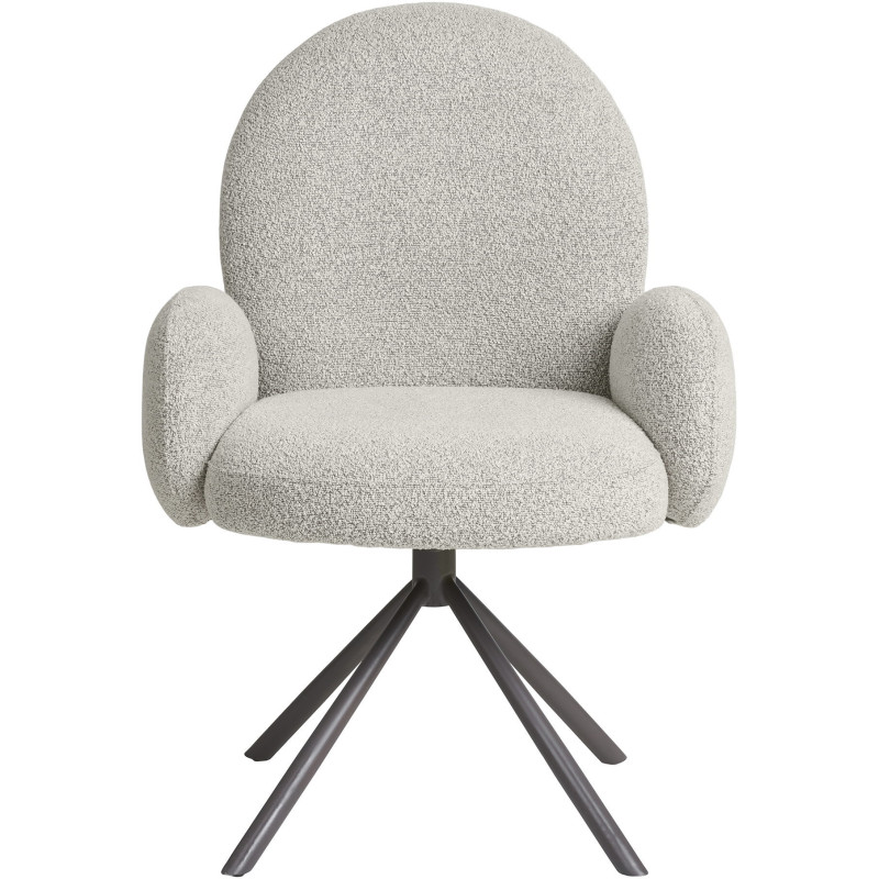 Fauteuil de table bouclette pivotant Tissu Sable Bouclé Métal Gris Lana 