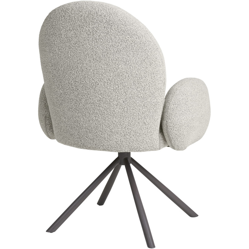 Fauteuil de table bouclette pivotant Tissu Sable Bouclé Métal Gris Lana 