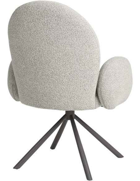 Fauteuil de table bouclette pivotant Tissu Sable Bouclé Métal Gris Lana 