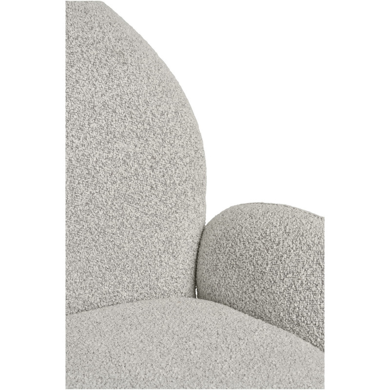 Fauteuil de table bouclette pivotant Tissu Sable Bouclé Métal Gris Lana 