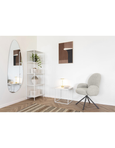 Fauteuil de table bouclette pivotant Tissu Sable Bouclé Métal Gris Lana 