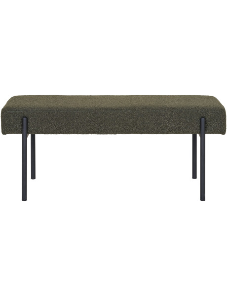 Banquette moderne minimaliste 2 places Tissu Vert Bouclé Métal Noir Swindon 