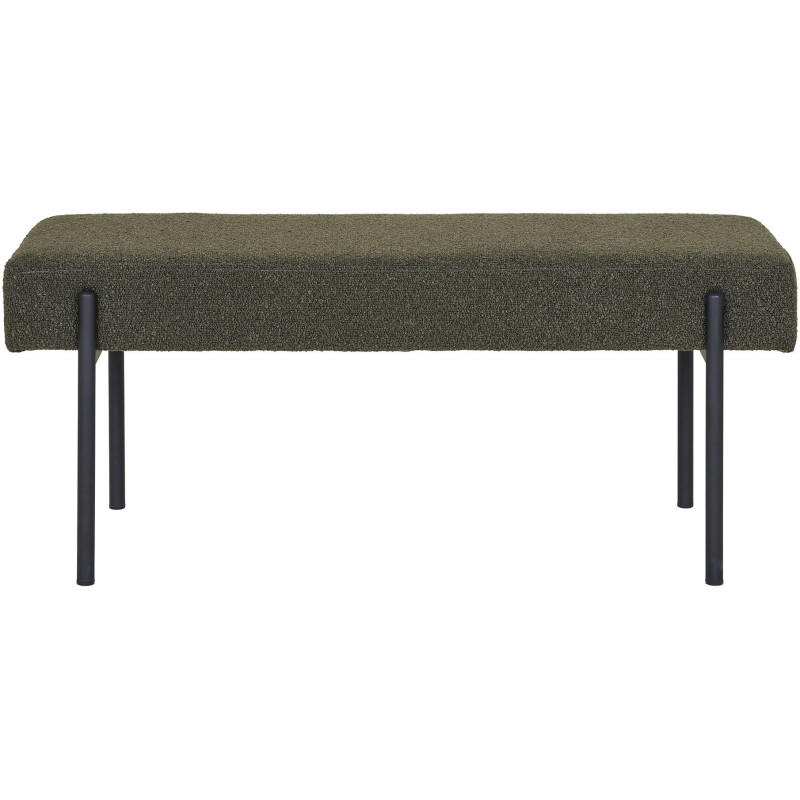 Banquette moderne minimaliste 2 places Tissu Vert Bouclé Métal Noir Swindon 