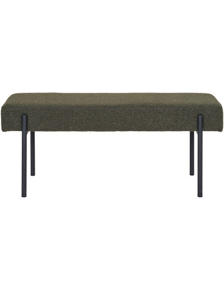 Banquette moderne minimaliste 2 places Tissu Vert Bouclé Métal Noir Swindon 
