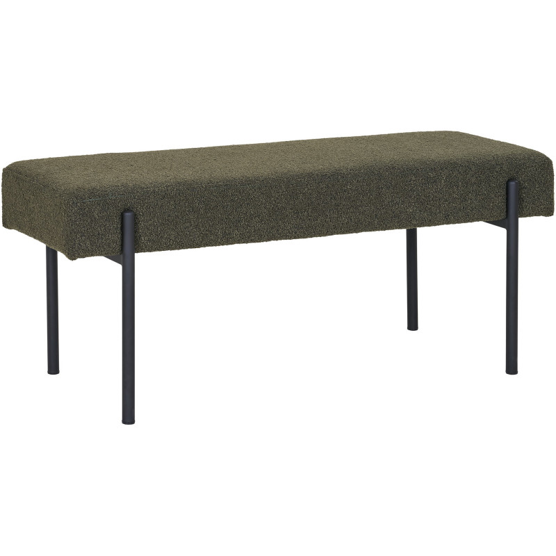 Banquette moderne minimaliste 2 places Tissu Vert Bouclé Métal Noir Swindon 