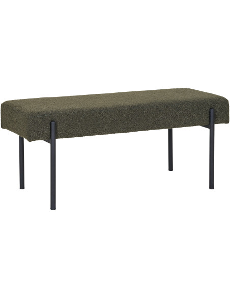 Banquette moderne minimaliste 2 places Tissu Vert Bouclé Métal Noir Swindon 