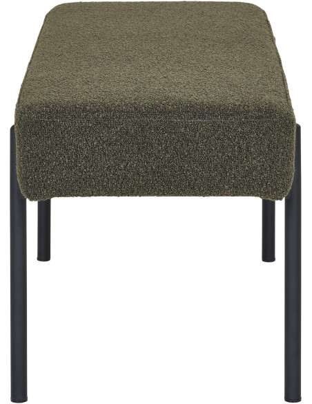 Banquette moderne minimaliste 2 places Tissu Vert Bouclé Métal Noir Swindon 