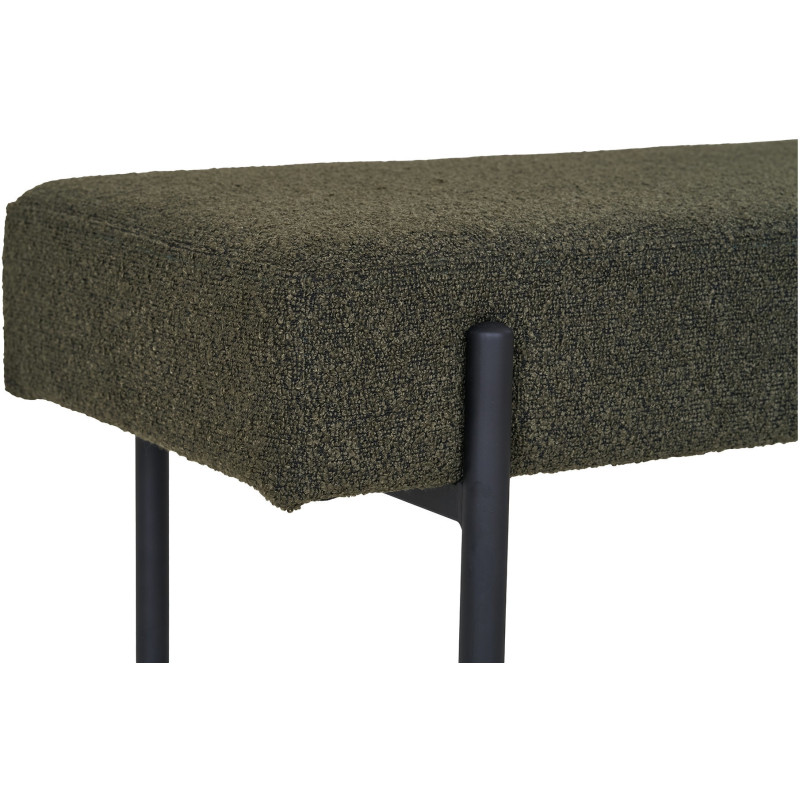 Banquette moderne minimaliste 2 places Tissu Vert Bouclé Métal Noir Swindon 