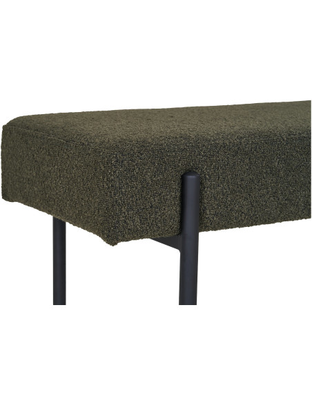 Banquette moderne minimaliste 2 places Tissu Vert Bouclé Métal Noir Swindon 