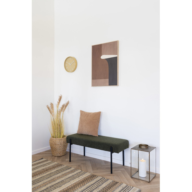 Banquette moderne minimaliste 2 places Tissu Vert Bouclé Métal Noir Swindon 