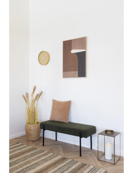 Banquette moderne minimaliste 2 places Tissu Vert Bouclé Métal Noir Swindon 