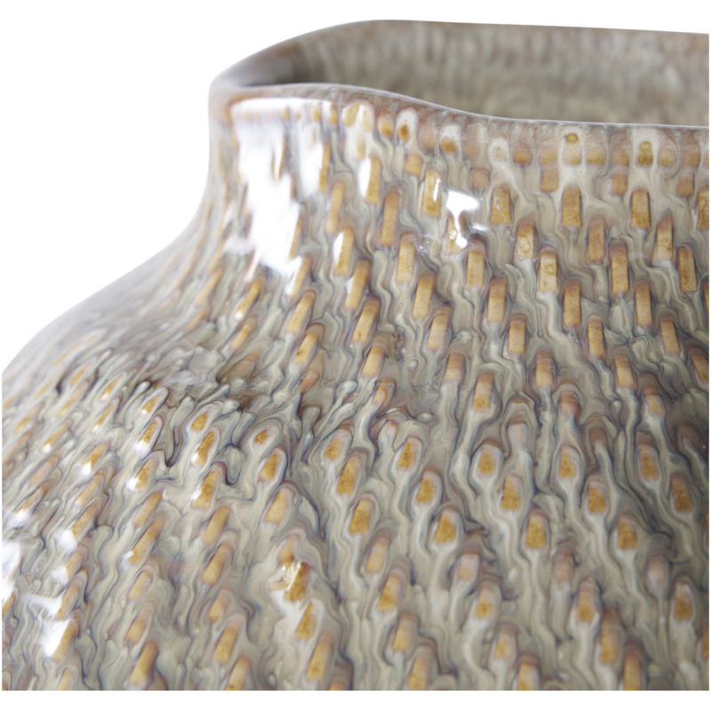 Vase original Rond Hauteur 30 cm Céramique Blanc Vert Motif tressage Aarhus 