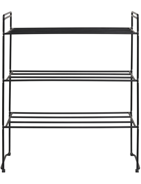 Étagère à chaussures moderne 3 niveaux Métal Noir Swansea 