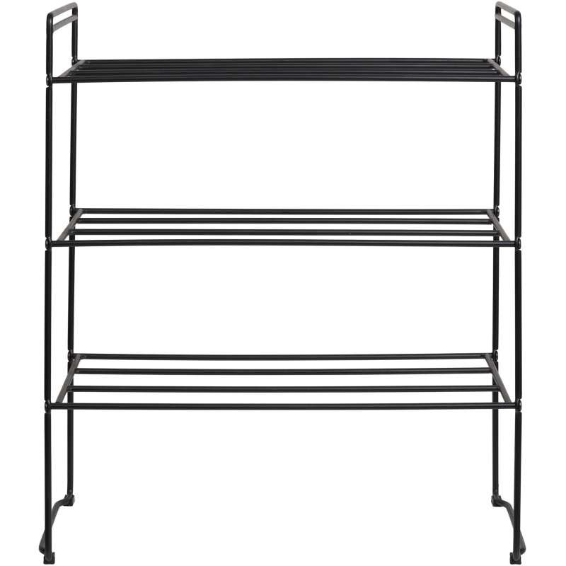 Étagère à chaussures moderne 3 niveaux Métal Noir Swansea 