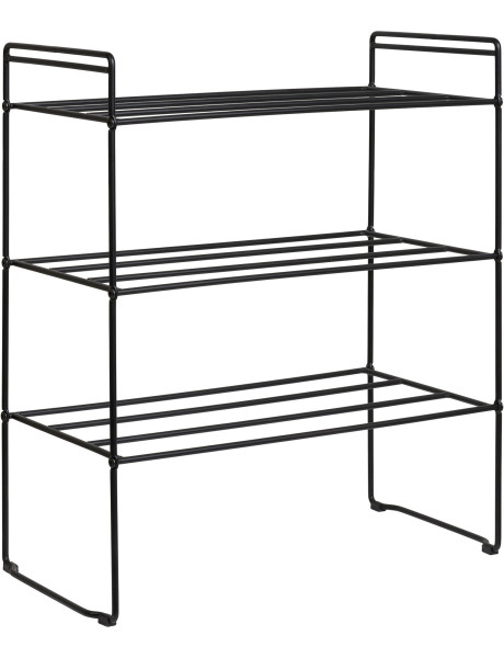 Étagère à chaussures moderne 3 niveaux Métal Noir Swansea 