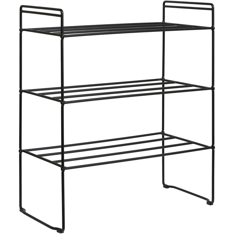 Étagère à chaussures moderne 3 niveaux Métal Noir Swansea 