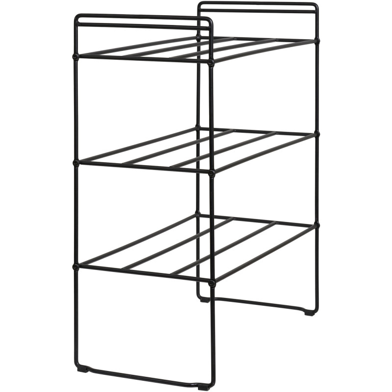 Étagère à chaussures moderne 3 niveaux Métal Noir Swansea 