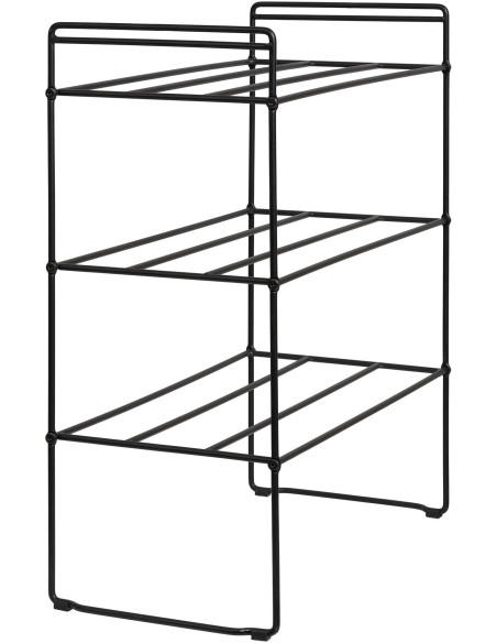 Étagère à chaussures moderne 3 niveaux Métal Noir Swansea 