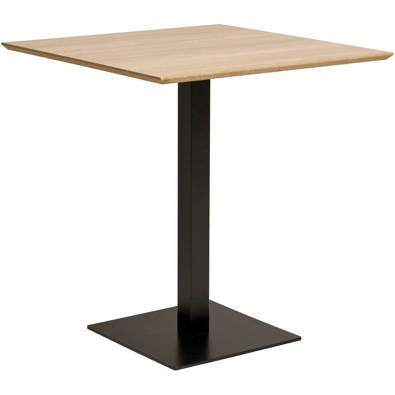Table à manger bistrot moderne Carrée 2 personnes Bois MDF Mélamine Naturel Métal Noir Fano 