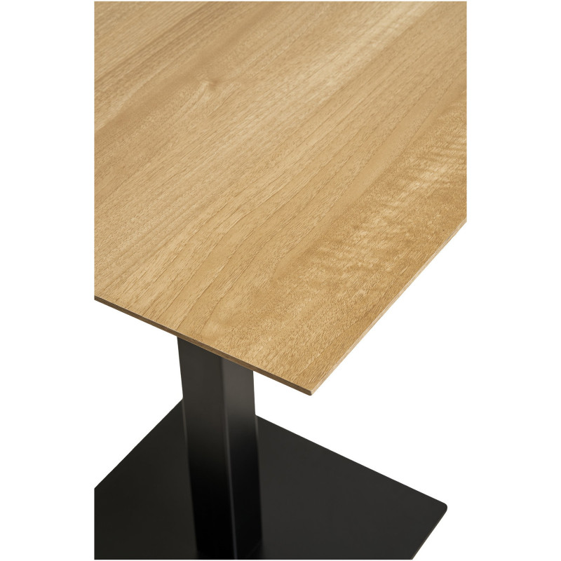 Table à manger bistrot moderne Carrée 2 personnes Bois MDF Mélamine Naturel Métal Noir Fano 
