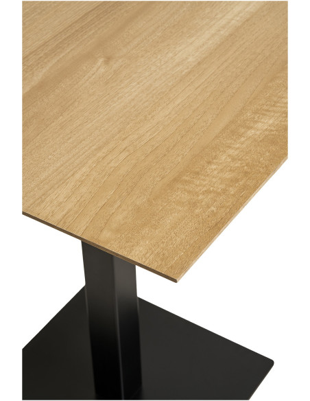 Table à manger bistrot moderne Carrée 2 personnes Bois MDF Mélamine Naturel Métal Noir Fano 