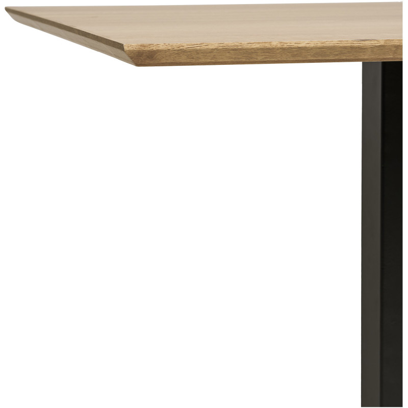Table à manger bistrot moderne Carrée 2 personnes Bois MDF Mélamine Naturel Métal Noir Fano 