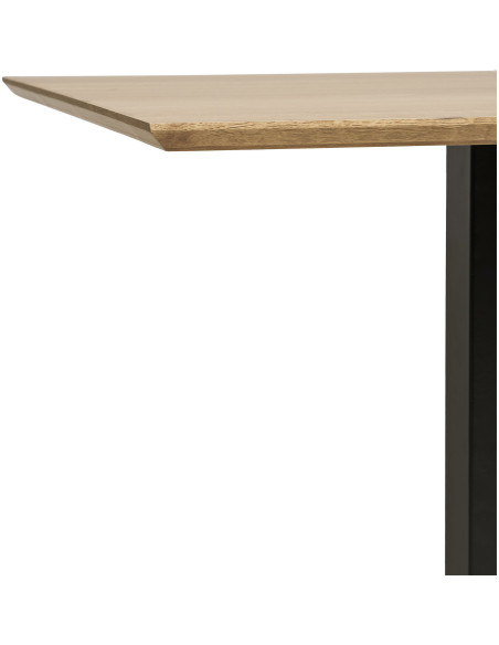 Table à manger bistrot moderne Carrée 2 personnes Bois MDF Mélamine Naturel Métal Noir Fano 
