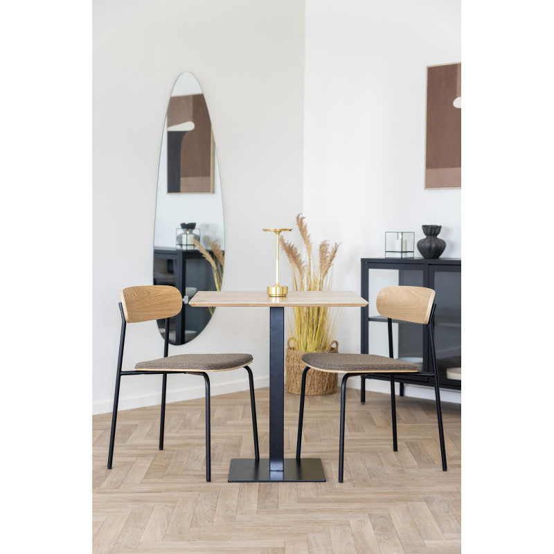 Table à manger bistrot moderne Carrée 2 personnes Bois MDF Mélamine Naturel Métal Noir Fano 