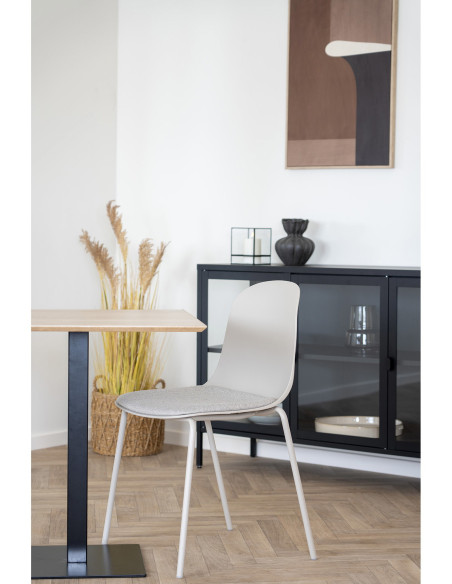 Table à manger bistrot moderne Carrée 2 personnes Bois MDF Mélamine Naturel Métal Noir Fano 