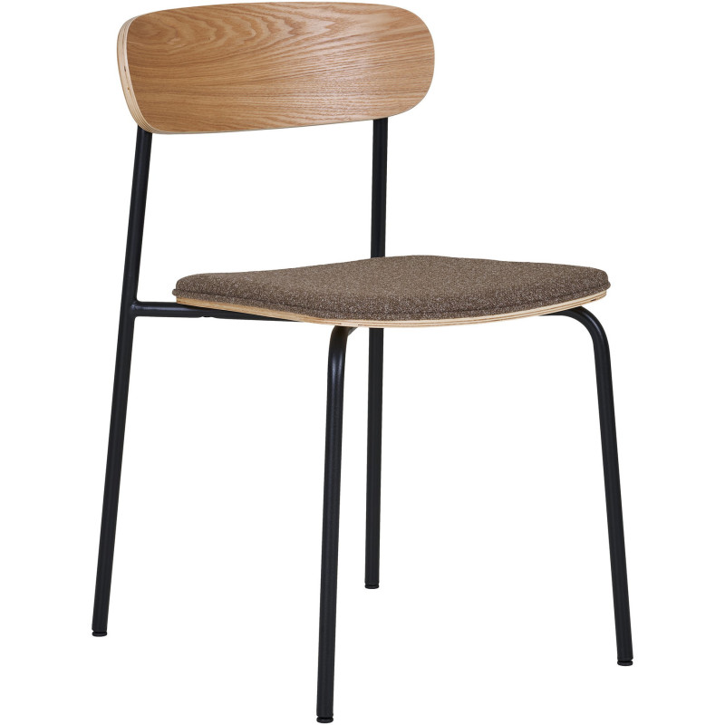 Chaise moderne Tissu Marron Bois de frêne Naturel Métal Noir Estepona (Lot de 2) 