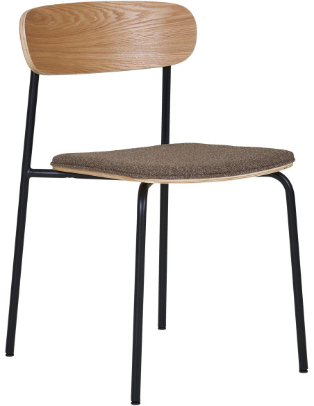 Chaise moderne Tissu Marron Bois de frêne Naturel Métal Noir Estepona (Lot de 2) 