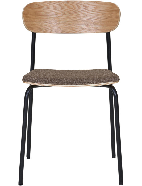Chaise moderne Tissu Marron Bois de frêne Naturel Métal Noir Estepona (Lot de 2) 