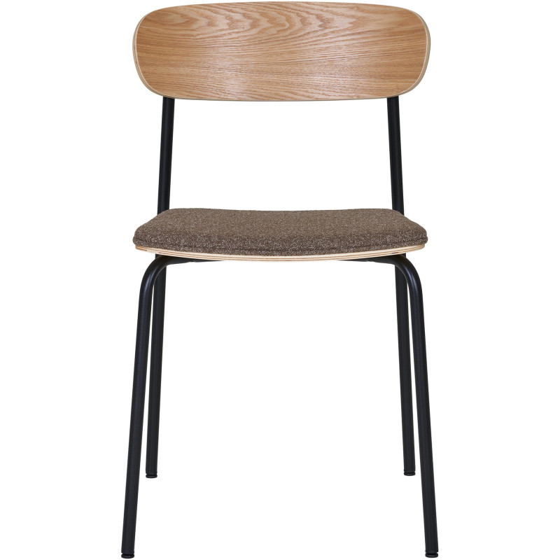 Chaise moderne Tissu Marron Bois de frêne Naturel Métal Noir Estepona (Lot de 2) 