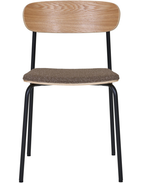 Chaise moderne Tissu Marron Bois de frêne Naturel Métal Noir Estepona (Lot de 2) 