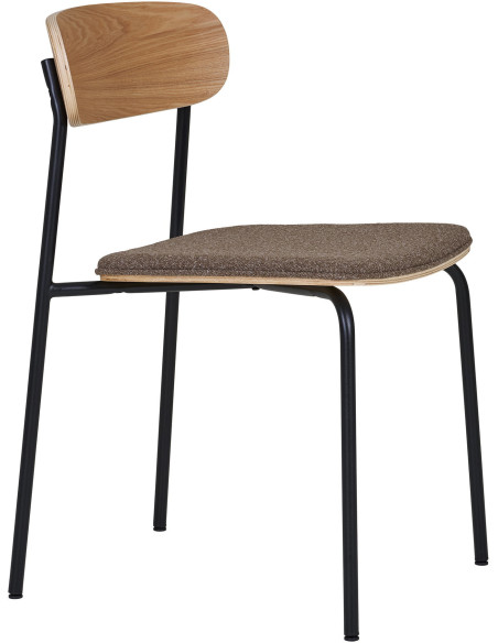 Chaise moderne Tissu Marron Bois de frêne Naturel Métal Noir Estepona (Lot de 2) 