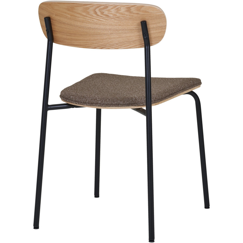 Chaise moderne Tissu Marron Bois de frêne Naturel Métal Noir Estepona (Lot de 2) 