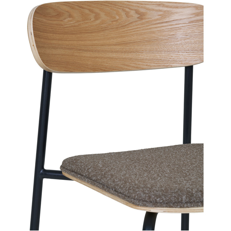 Chaise moderne Tissu Marron Bois de frêne Naturel Métal Noir Estepona (Lot de 2) 