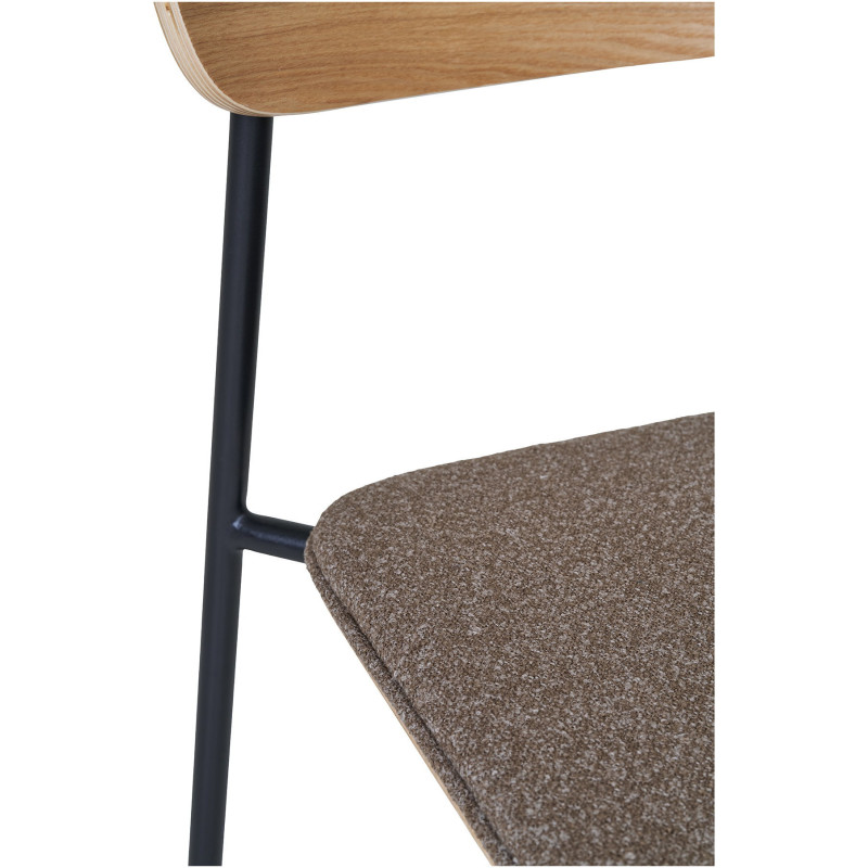 Chaise moderne Tissu Marron Bois de frêne Naturel Métal Noir Estepona (Lot de 2) 