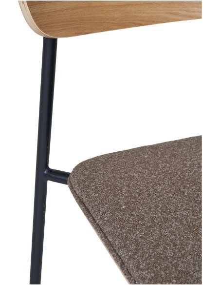 Chaise moderne Tissu Marron Bois de frêne Naturel Métal Noir Estepona (Lot de 2) 